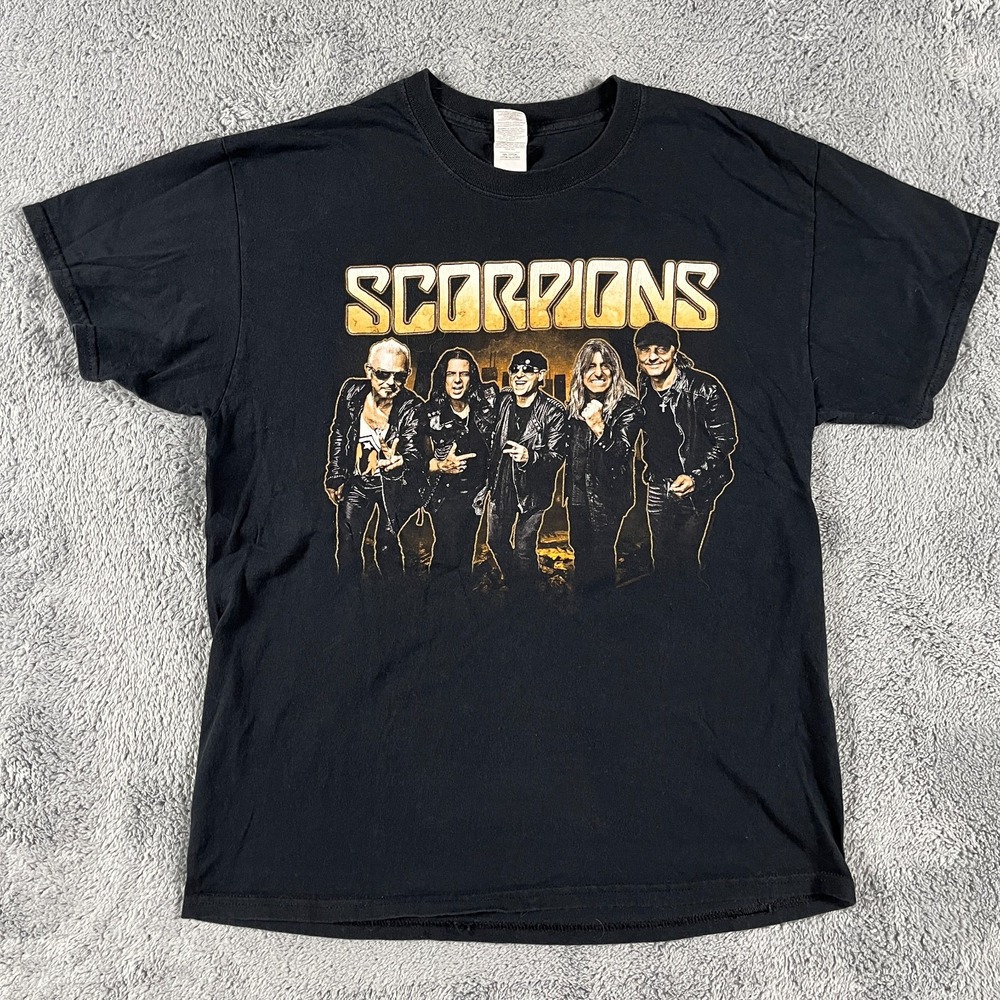 Scorpions Band T-Shirt Mens Large Black 2017 Crazy World Tour Graphic Summer Tee